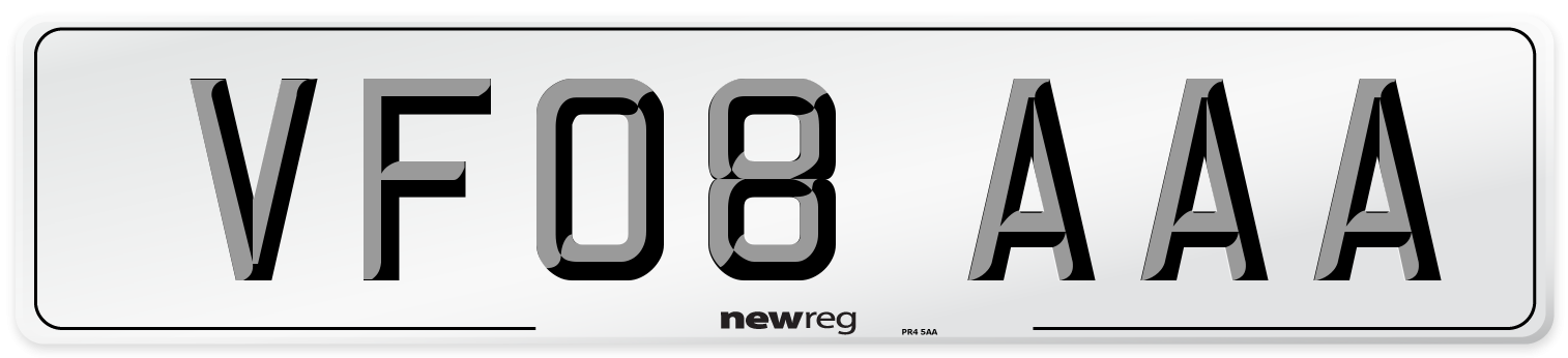 VF08 AAA Number Plate from New Reg